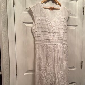 Tory Burch White V-Neck Midi Dress
